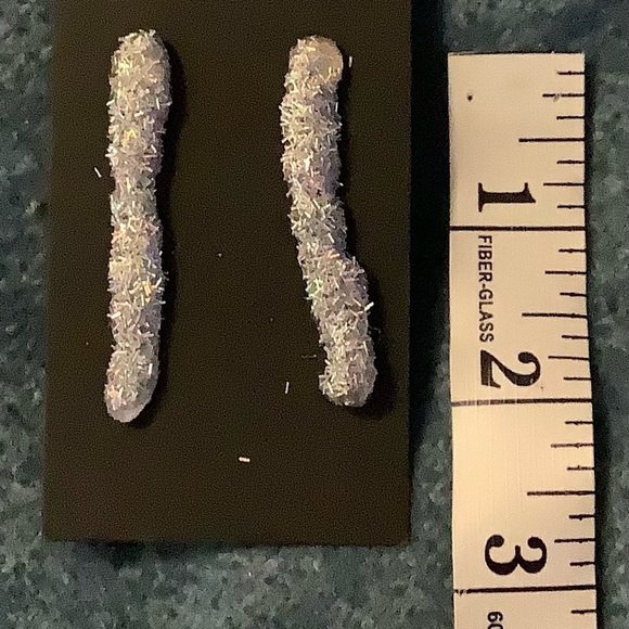 Silver Glue Glitter Earrings - Picture 3 of 3